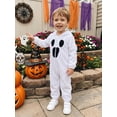 thumbnail image 4 of Cjfdfy Toddler Baby Halloween Ghost Costume Jumpsuit Fashion Long Sleeve Halloween Zip Up Hooded Romper Cute Spooky Jumpsuit With Hood Baby Ghost Style Jumpsuit for Boys Girls 6m-5t, 4 of 9