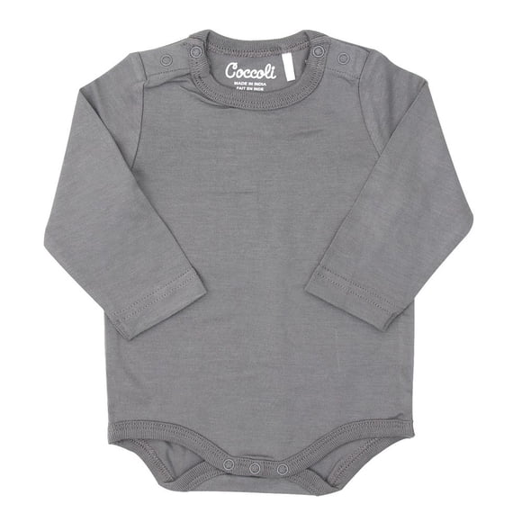 Coccoli Tencel Modal Long Sleeve Onesie - Granite / 3 Months (11-13 lbs) / Core