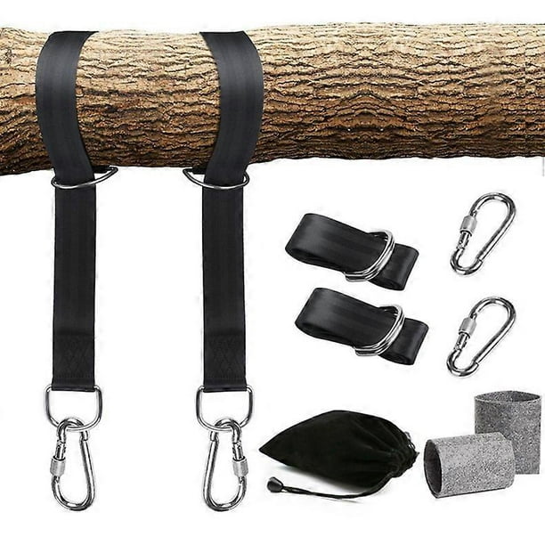 Kit de correas para colgar columpios de árbol de alta resistencia de 2 x 5 pies con mosquetones y protectores de árboles.