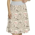 thumbnail image 1 of Women's Floral Vintage Romantic Lilies Bird A-line Printed Skirt Casual Wear, S, Cream Pink Brown, by Ambesonne, 1 of 1