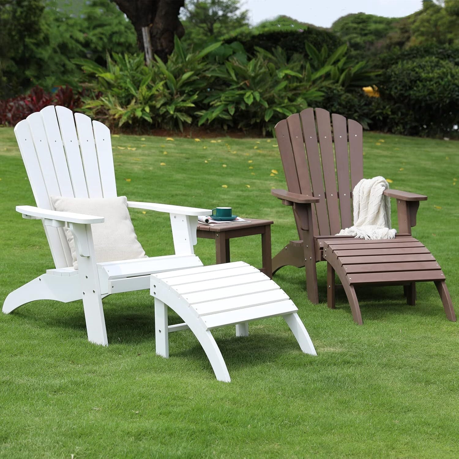 GONICHA Outdoor Adirondack Ottoman,Adirondack Footstool for Adirondack Chair Weather Resistant Foot Rest,Coffee