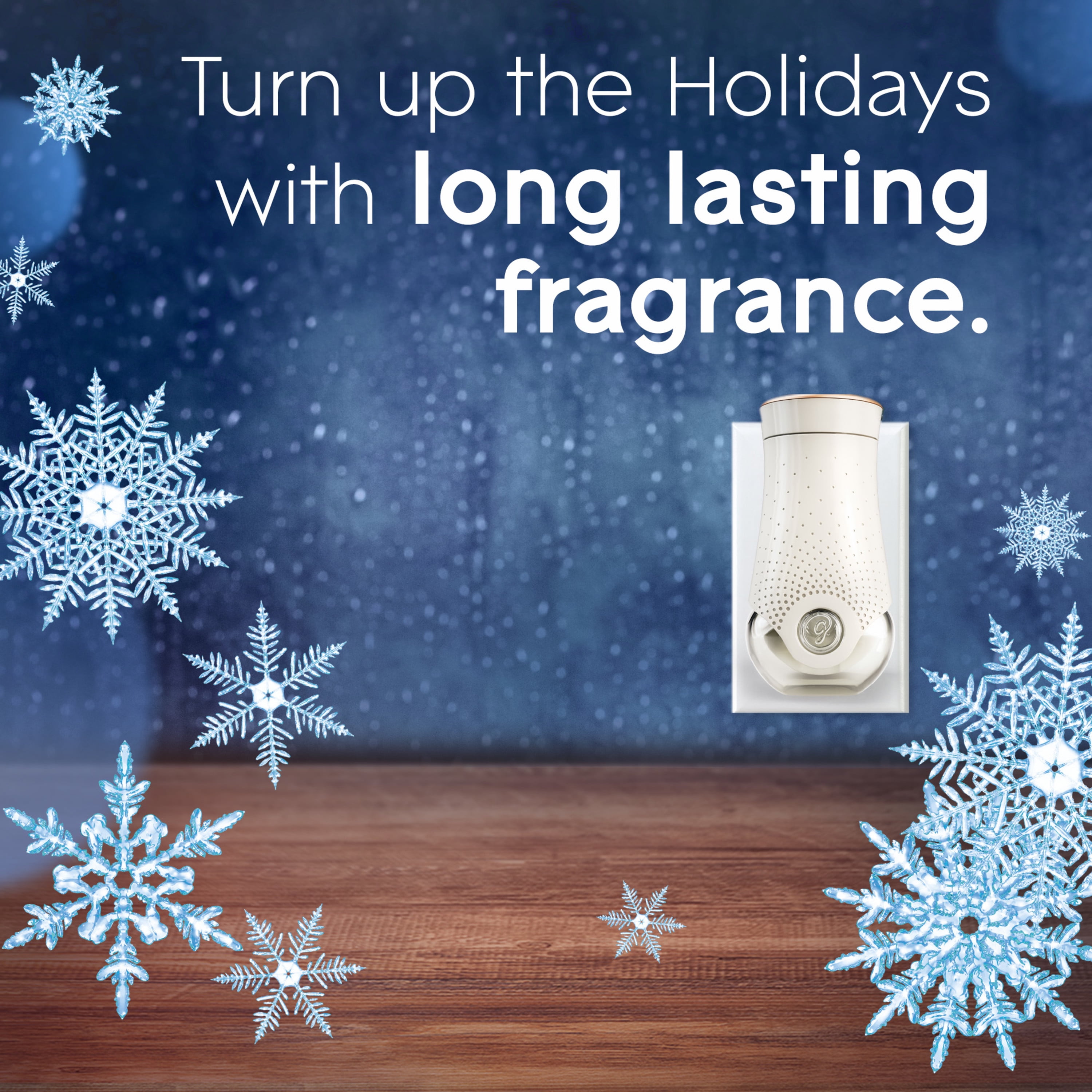 Glade PlugIns Air Freshener Kit, 1 Warmer + 2 Refills, Starlight & Snowflakes, Fragrance Infused with Essential Oils, 0.67 oz