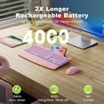 thumbnail image 2 of Rechargeable Backlit Wireless Keyboard and Mouse Combo, Ergonomic with Wrist Rest & Phone Holder, Silent for Windows/Mac/Chrome OS - Pink, 2 of 8
