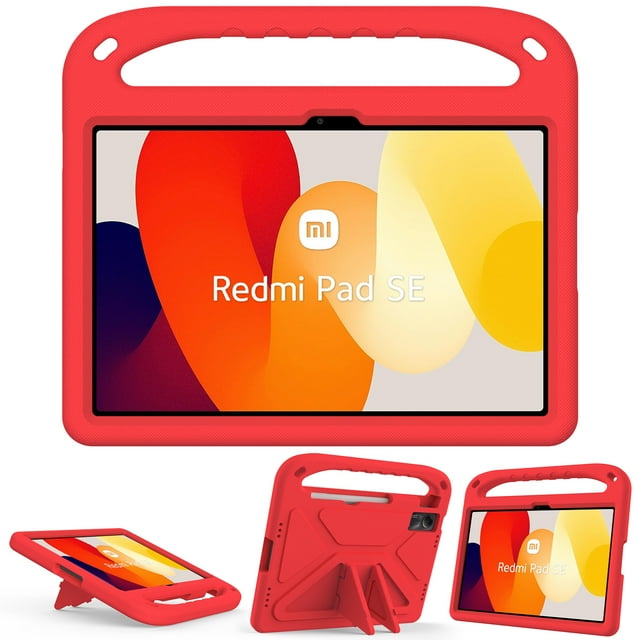 Kids Safe EVA Bear Case For Xiaomi Redmi Pad SE 11 Inch 2023 Handheld Shockproof Tablet Cover For Redmi Pad SE 11" 2023 #R Red-JG Redmi Pad SE 11 inch