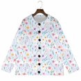 thumbnail image 4 of LEKODE Cropped Cardigan Long Sleeve V Neck Button Down Hollow Out Floral Crochet Cover Up Going Out Outerwear A White XL, 4 of 5