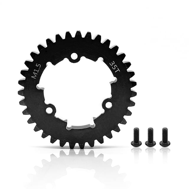 Black Hardened Steel Main Spur Gear - BJM384 Model 35T, Precision-Engineered Steel Construction, 12x8x2cm Package, 75g Weight, Includes 1pc Gear Component for High-Performance Applications