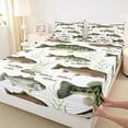 thumbnail image 4 of Feelyou Watercolor Trout Bass Fish Queen Sheet Sets for Men Kids, Rustic Wildlife Bed Set, Green Brown, 4pcs, 4 of 5