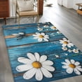 thumbnail image 3 of Blue Wooden Daisy Large Area Rugs for Bedroom Living Room, Non Slip Carpet Bedside Rug, Vintage Farmhouse Butterfly Flowers Rectangular Floor Cover Kitchen Accent Rug 4'x6' for Dining Room/Office, 3 of 9