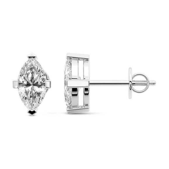 6 Carat Lab Grown Diamond Earrings | IGI Certified Marquise Shape Solitaire Lab Diamond Stud Earrings 4 Prong | F-G Color, VS1-VS2 Clarity | 14K White Gold | Friendly Diamonds Earrings