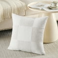 thumbnail image 2 of Fancy Homi Set of 2 Cream White Boho Decorative Throw Pillow Covers 18x18 inch for Living Room Bedroom Couch Bed, Modern Farmhouse Home Decor, Striped Patchwork Plaid Corduroy Accent Cushion Case, 2 of 5