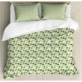 thumbnail image 1 of Leaves Duvet Cover Set King Size, Spring Forest Themed Meadow Foliage Ornate Diagonal Pattern, Decorative 3 Piece Bedding Set with 2 Pillow Shams, Green Pale Green and Dark Green, by Ambesonne, 1 of 3