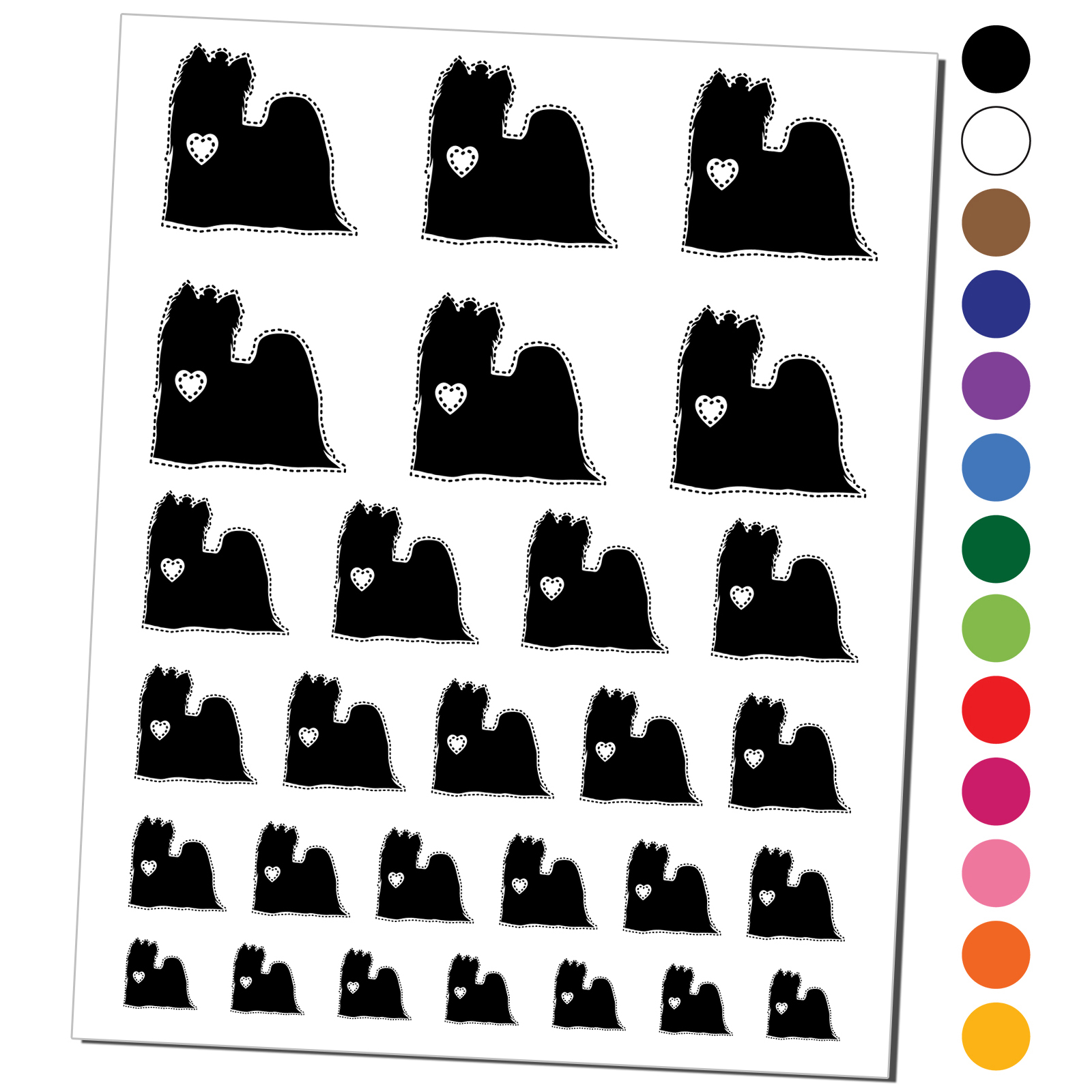 Yorkie Yorkshire Terrier Dog with Heart Water Resistant Temporary