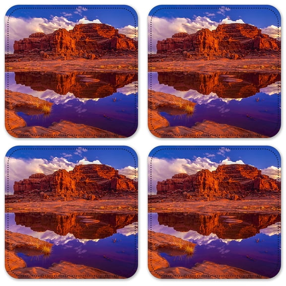 Vinyl Drink Coasters - Set of 4 - Desert Mountain Reflection