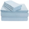 thumbnail image 1 of Tribeca Living Luxury Solid Flannel Deep Pocket Sheet Set, Sky Blue, California King, 1 of 4