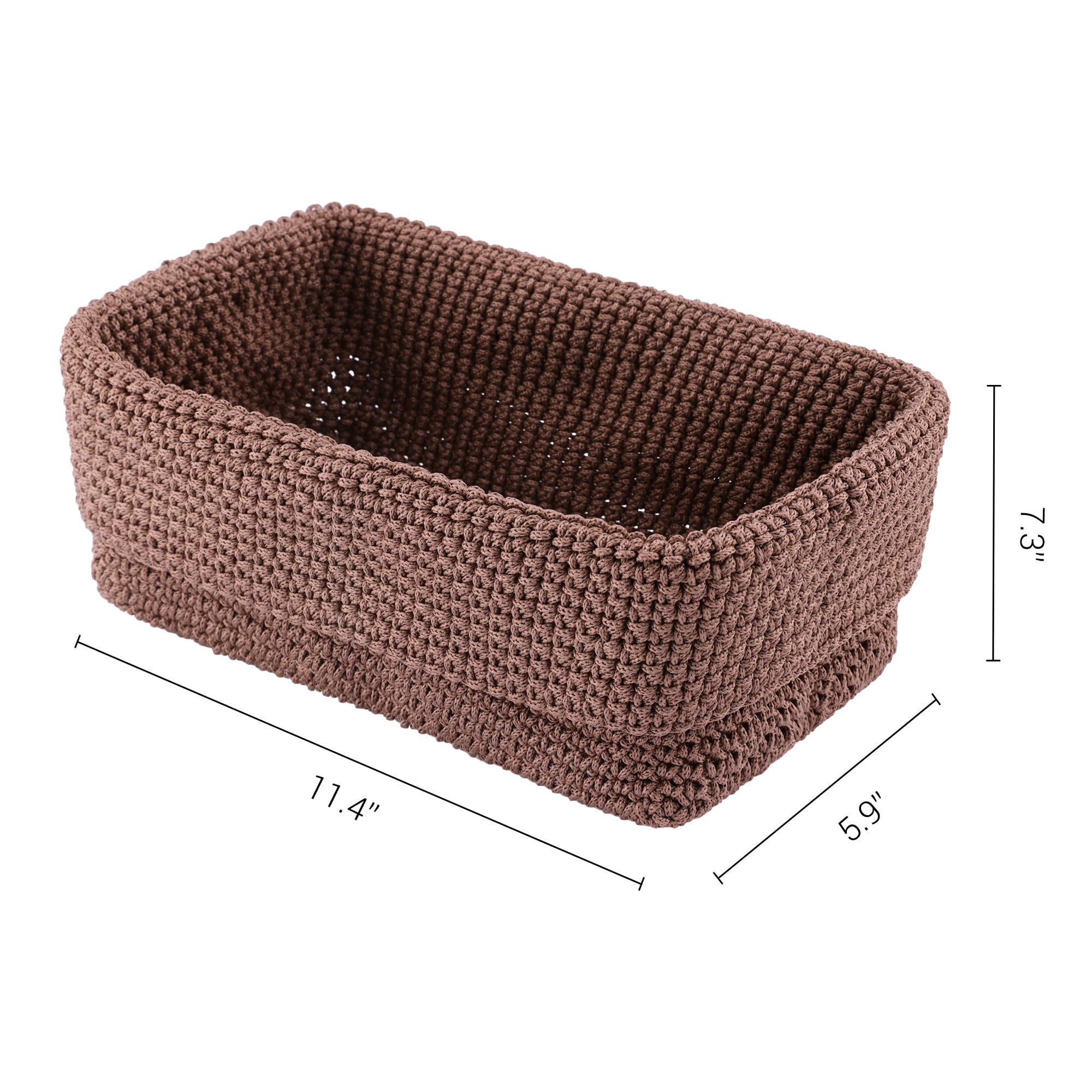 Unique Bargains 3 Packs Woven Storage Basket for Entryway Desk Brown 11.4*5.9*7.3in