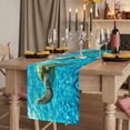 thumbnail image 2 of Blue Sea Turtle Coastal 60 Inch Table Runner, Nautical Summer Ocean Beach Farmhouse Dresser Scarf Cotton & Linen Tablerunner for Dining/Kitchen Island/Holiday Party Décor 13" x 60", 2 of 9
