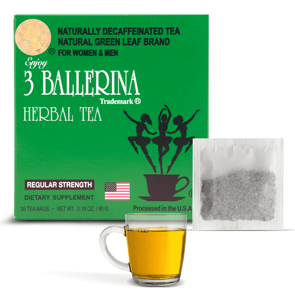 3 Ballerina Herbal Tea Drink, Regular Strength, 1Pk, 30 Tea Bags