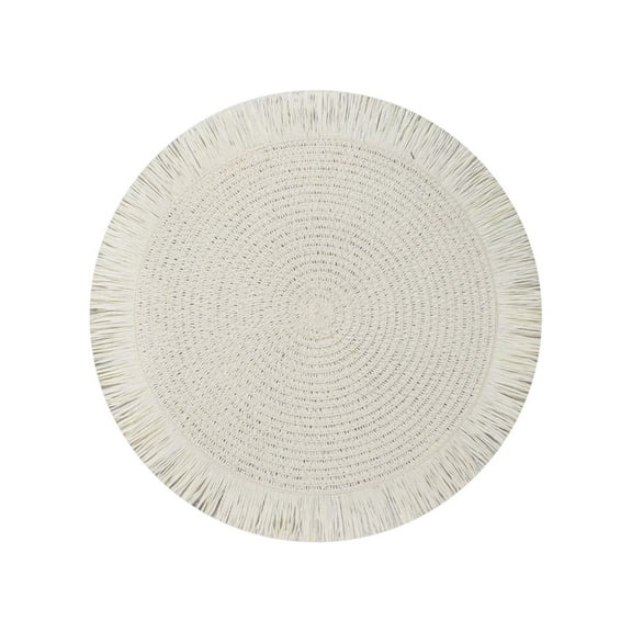 Leodye Round Placemats Set of 1, Cotton Rope Woven Table Mats, Hot Pads for Kitchen, Non Slip Heat Resistant Place Mats, 15Inches Braided Placemat for Farmhouse Decor and Kitchen Table Decor