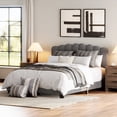 thumbnail image 2 of WAMPAT Wood Platform Bed Frame, Queen Size Bed Frame with Upholstered Headboard, No Box Spring Needed, Gray, 2 of 7