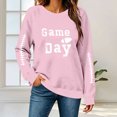 thumbnail image 4 of Uootdi Game Day Womens Sweatshirts Crew Neck Long Sleeve Letter Print Sweatshirt for Women Loose Fit Dressy Womens Tops, 4 of 9