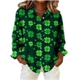thumbnail image 2 of Hxlamzoo St. Patricks Day Shirt Women 2026 Long Sleeve Button Down Irish Clover Shamrocks Tunic Tops Saint Patty's Day Outfit, 2 of 5
