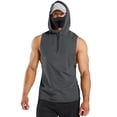 thumbnail image 1 of MAWCLOS Mens Hooded Tops Drawstring Sweatshirt Sleeveless Hoodies Regular Fit Gym Solid Color Pullover Top Dark Gray 2XL, 1 of 6