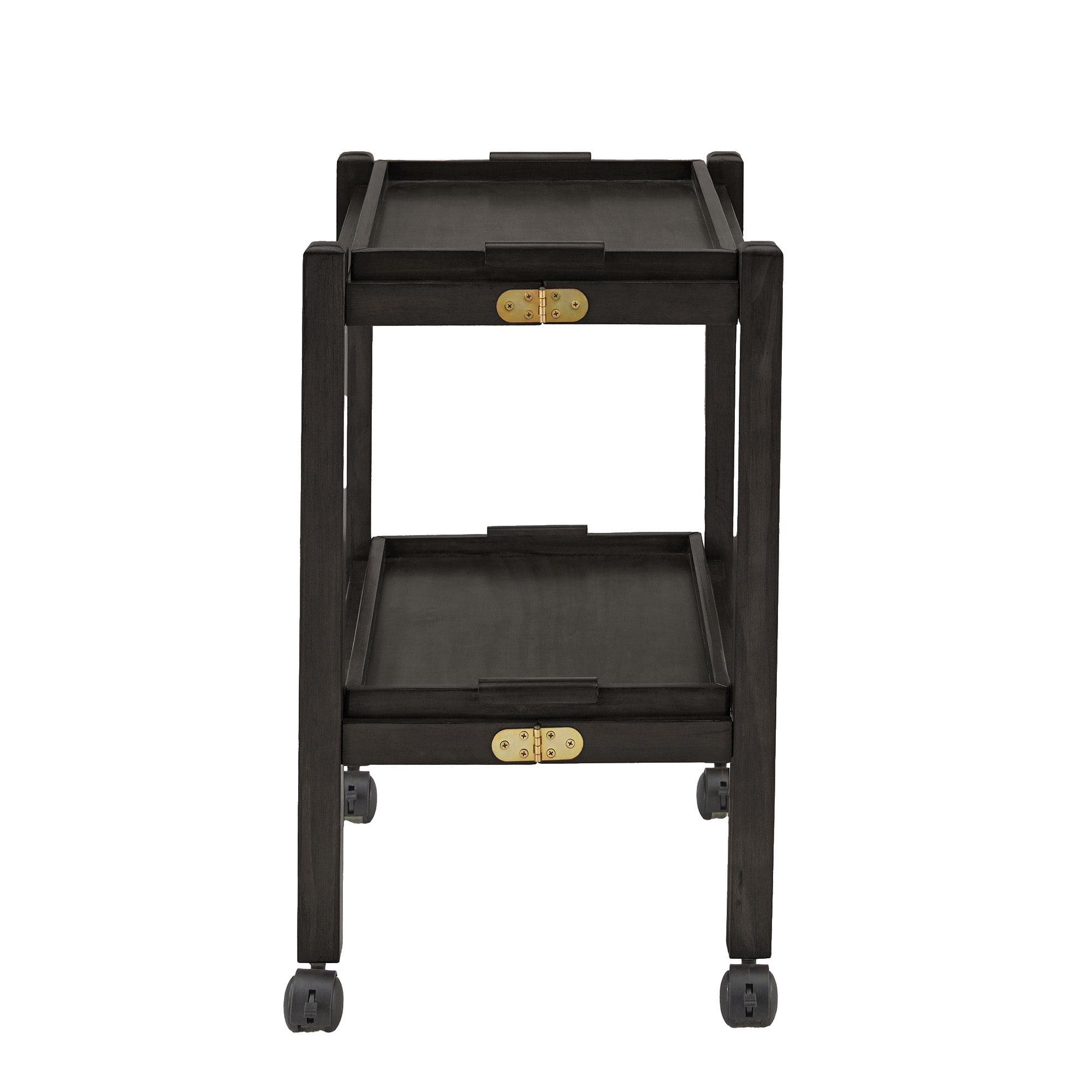 Weston Home Telluride Wood Finish Folding Bar Cart with Two Detachable Trays, Black Finish