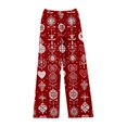 thumbnail image 4 of Christmas Womens Pajamas Casual Flannel Christmas Snowflake Print Pajama Pants Comfy Elastic Waist Fall Pj Bottoms Holiday Soft Sleep Loungewear Pants Wine XS, 4 of 7