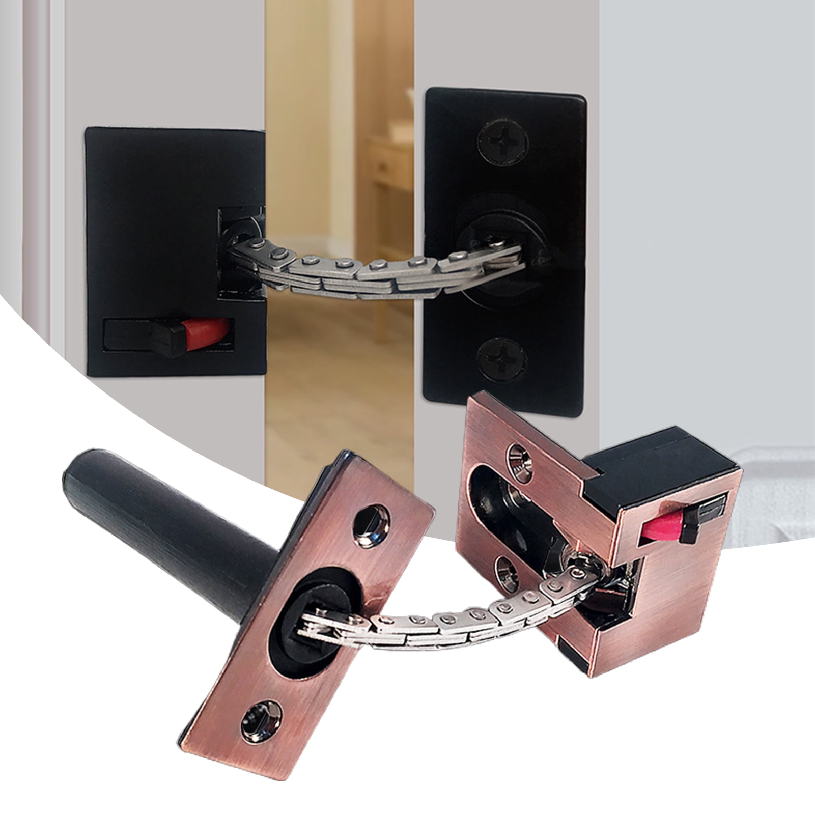 Stainless Steel Anti-theft Chain Lock Security Inside Home Door press Lock Catch 
