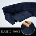 thumbnail image 3 of TOPCHANCES Velvet Recliner Sofa Covers, 5 Seat Corner Sofa Covers Stretch Furniture Protector Including 2 Arm Pieces, 4 Seat and Backrest Pieces and 1 Corner Piece, Navy Blue, 3 of 8