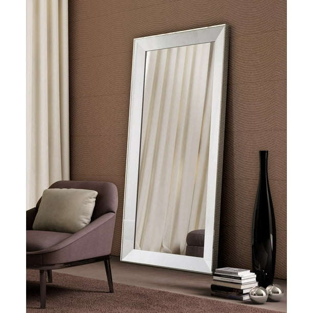 Wall Mirror High Gloss White Stainless Steel Frame