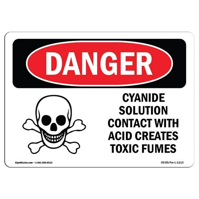 SignMission OS-DS-A-1218-L-1113 Panneau de Danger OSHA 12 x 18 Po - Solution de Cyanure