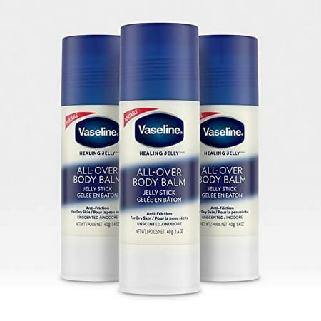 Vaseline Body Balm Stick Anti-Friction For Dry Skin Unscented Targeted Healing for Hard-to-Reach Spots 1.4 oz 3 Count