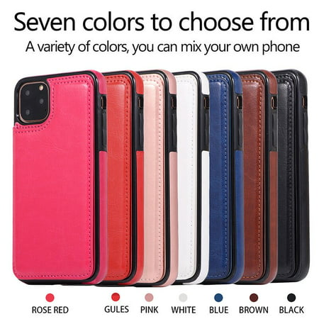 Leather Flip Wallet Case Card Holder Phone Back Cover for iPhone 12 Pro ...
