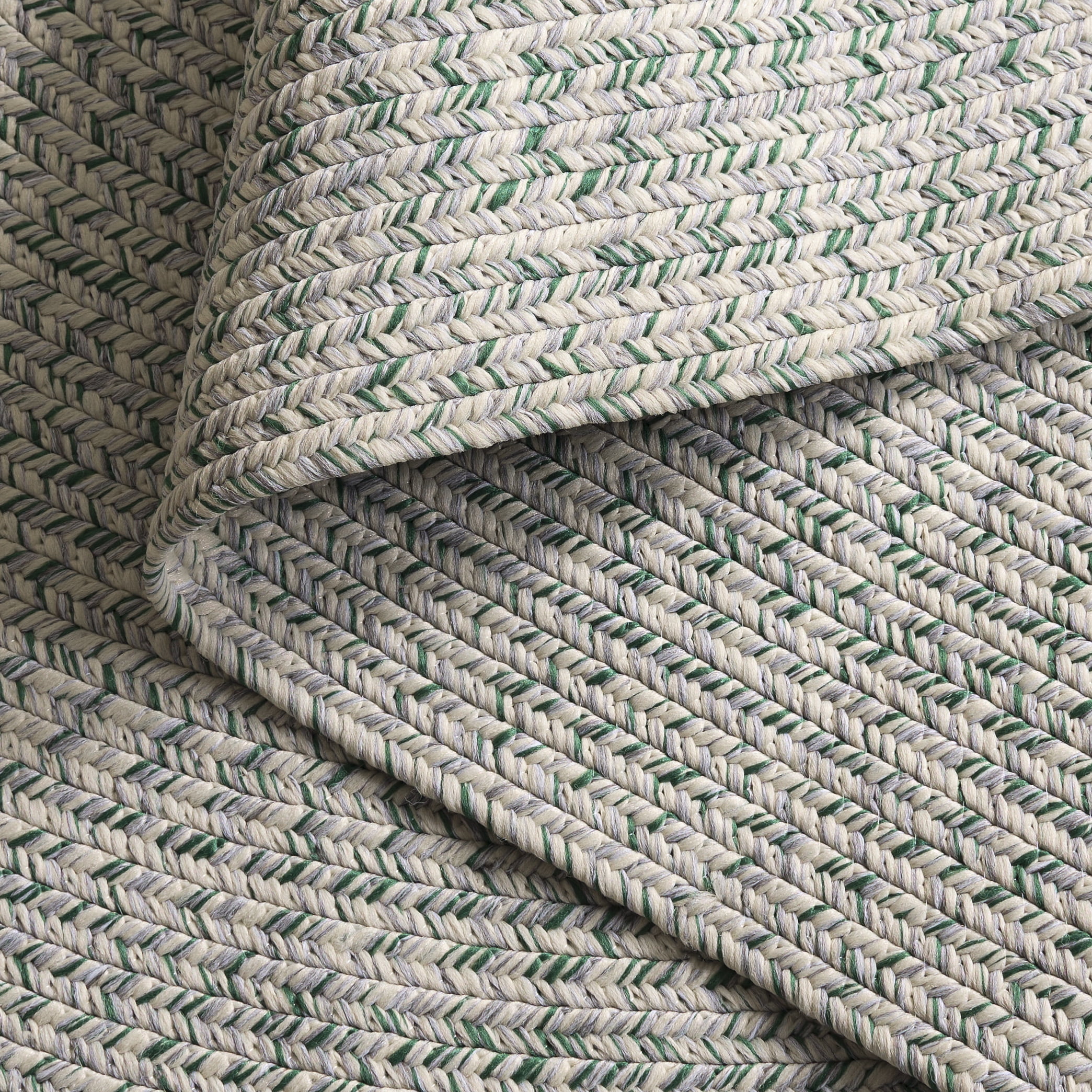 Safavieh Braided Gino Distressed Machine Washable Reversible Area Rug, Ivory/Green, 5' x 5' Round