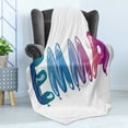 thumbnail image 4 of Emma Soft Flannel Fleece Blanket, Feminine Girl Name Design with Ornate Balloons Mainstream Female Themed Illustration, Cozy Plush for Indoor and Outdoor Use, 50" x 60", Multicolor, by Ambesonne, 4 of 5