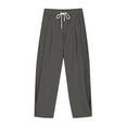 thumbnail image 3 of ZACPNCV Boys Casual Cotton Linen Pants Lightweight Summer Loose Fit Elastic Waist Solid Lounge Long Trousers Dark Gray 6-7 Years, 3 of 7