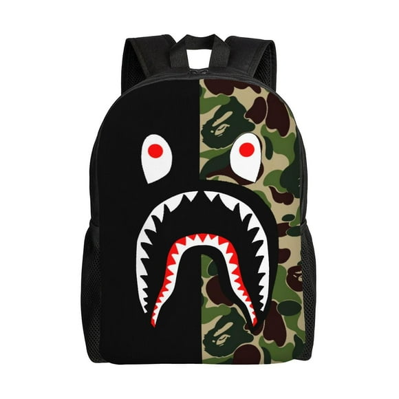 Bape Shark Camo Kids Backpacks School Bag Bookbag Casual Daypack Backpacks For Travel Hiking