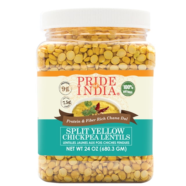 Pride Of India - Indian Split Yellow Chickpea Lentils - Protein & Fiber Rich Chana Dal, 1.5 Pound Jar