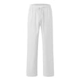 thumbnail image 5 of Twczz Boys Cotton Linen Pants with Pockets- Elastic Waist Straight Leg Drawstring Casual Kids Beach Pants White Size 5, 5 of 5