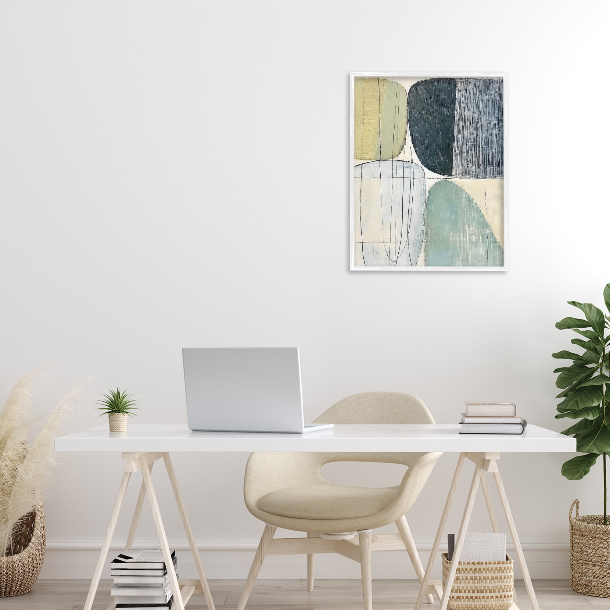 Stupell Industries Modern Organic Composition White Framed Giclee Art, design by Riley B