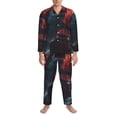 thumbnail image 3 of Sikiie Red Moon Shark Sailboat Mens Pajama Set, Soft Warm Long Sleeve Sleepwear, Cozy Button-Down Pjs for Men-Large, 3 of 7