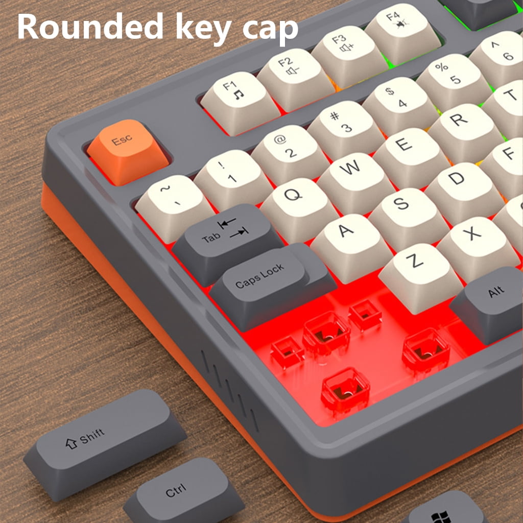 98Key Wire Gaming Keyboard with ARGB Effects, Ergonomic Keyboard, Comfortable Keycaps for Gaming and Use
