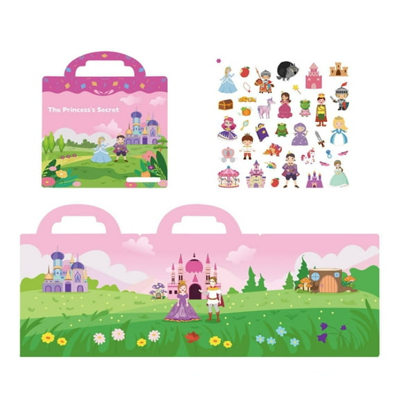 Portable Jelly Stickers Books for Girls, Reusable Princess's Gels Stickers, Make Your Own Gel Stickers