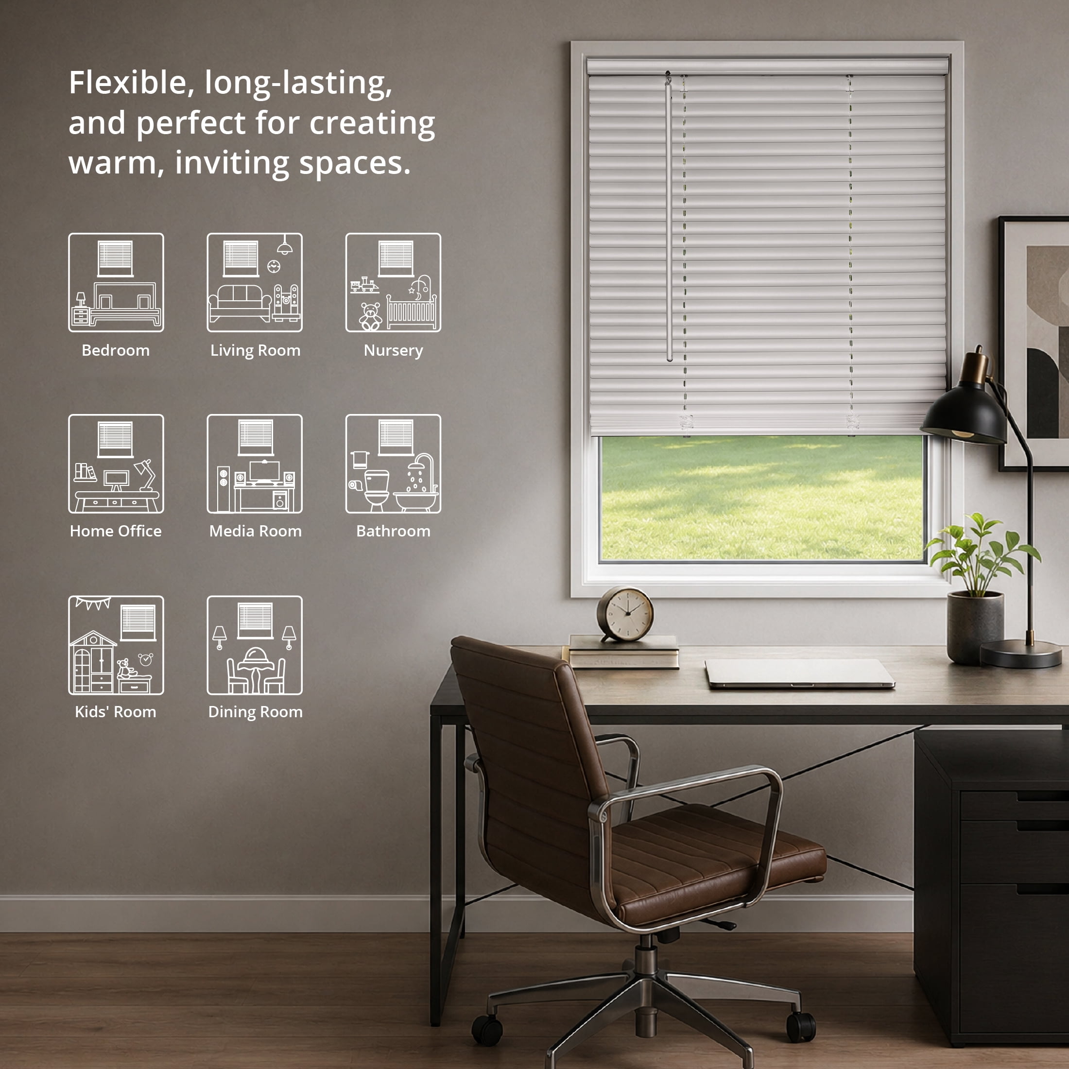 Mainstays 1 in Cordless Room Darkening Vinyl Blinds, White, 71 in W x 64 in L