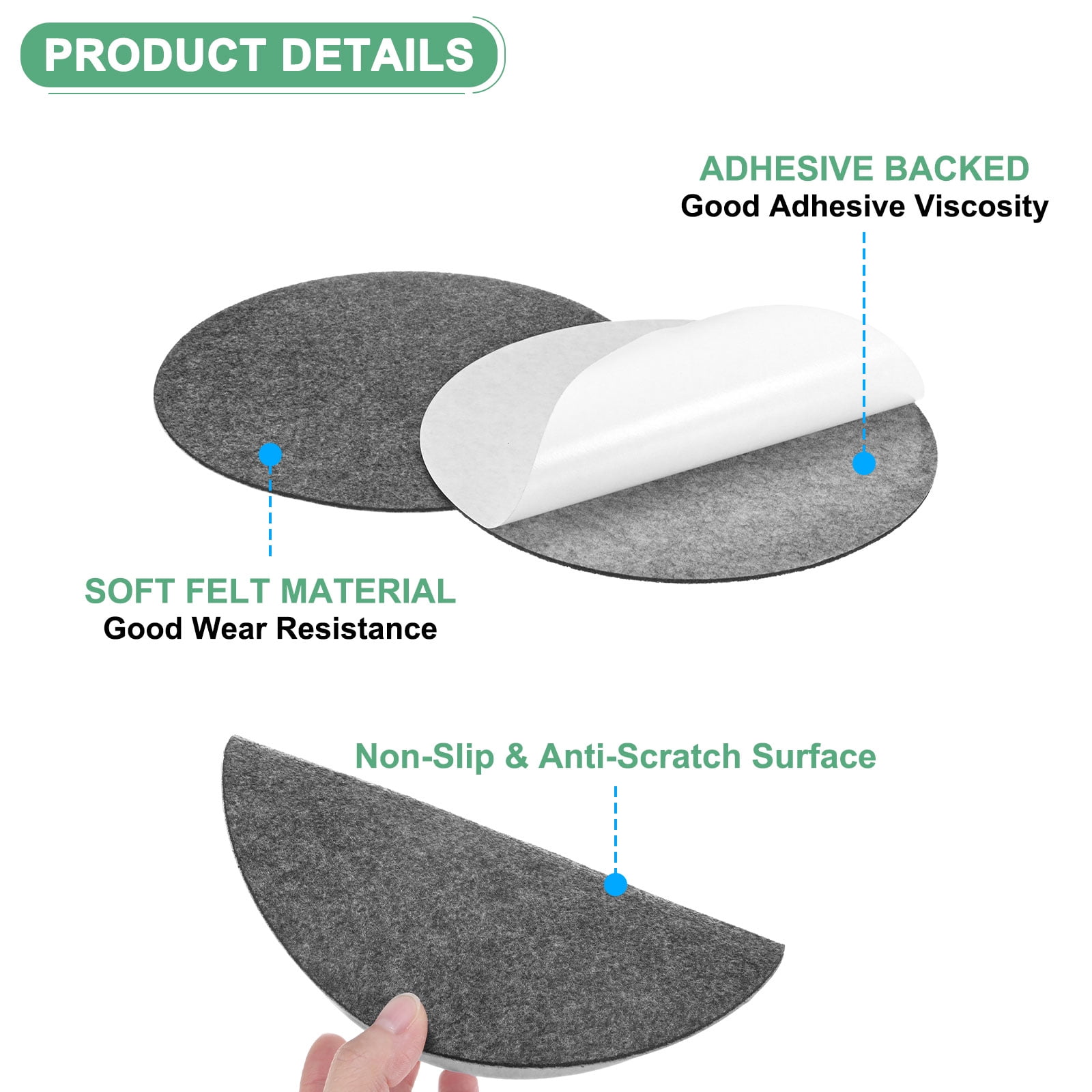 Uxcell 30-Pack Lamp Base Felt, 7 Inch Dia. 2mm Thick Self Adhesive Round Fabric Felt Pads for Lamp/Furniture/DIY [Grey]