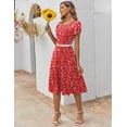 thumbnail image 3 of Zeagoo Summer Dresses for Women 2025 Casual Midi Dress A Line Pleated Sundress Short Sleeve Dress Flare Sundress, 3 of 8