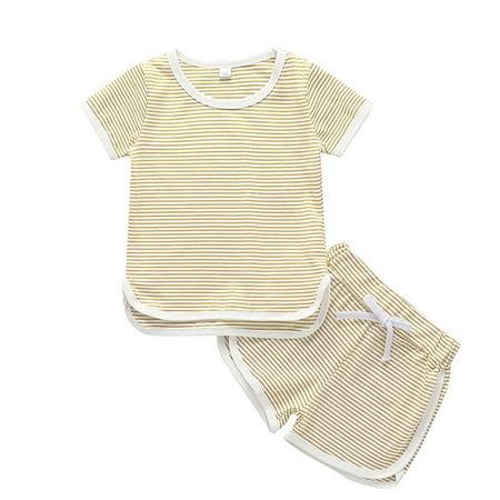 

baby girl clothes Kids Baby Girl Boy Striped Tops T-Shirt Shorts Pants 2Pcs Clothes Set