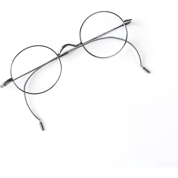 Agstum Retro Round Titanium Optical Eyeglasses Frame Wire Rim Cable Temples No Nose Pads