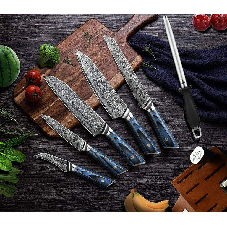 Best.Buy.Damascus1 Knife Set 7Pcs Knife Block Set Black Kitchen Knife Set  Perumim Quality Chef knife Block